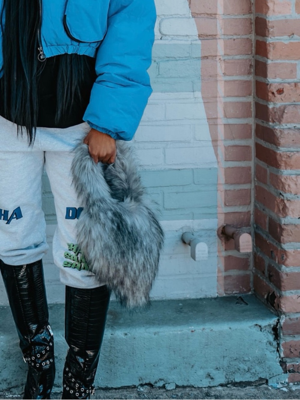Mini Hearted Faux Fur Bag